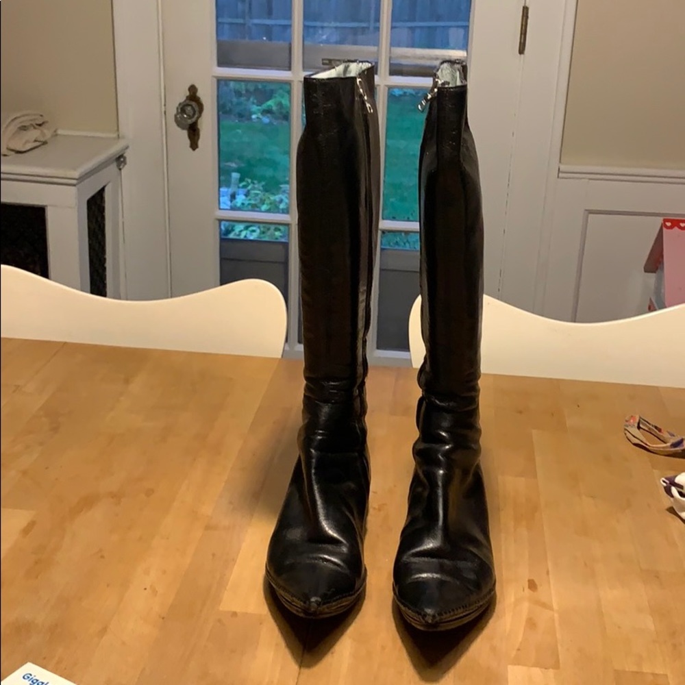 Sigerson Morrison pointy black leather boots, 7.5